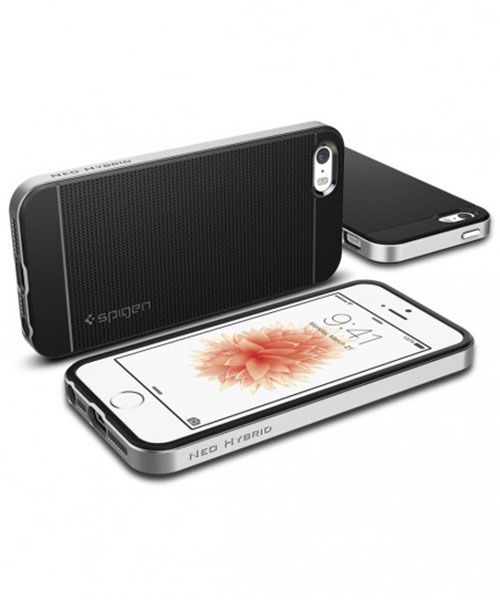 Spigen Neo Hybrid Hoesje iPhone SE Satin Silver afbeelding 4