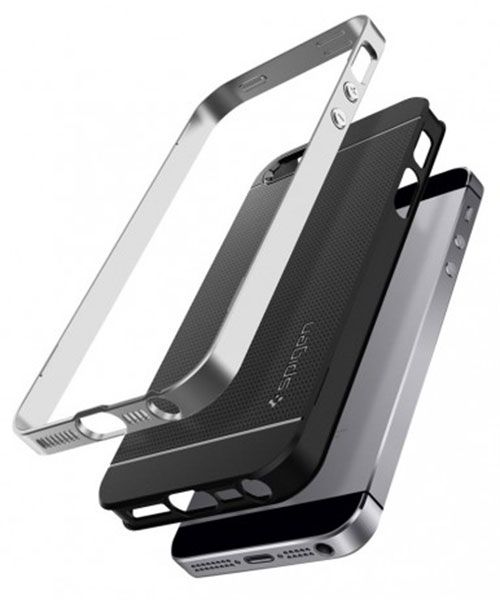 Spigen Neo Hybrid Hoesje iPhone SE Satin Silver afbeelding 5