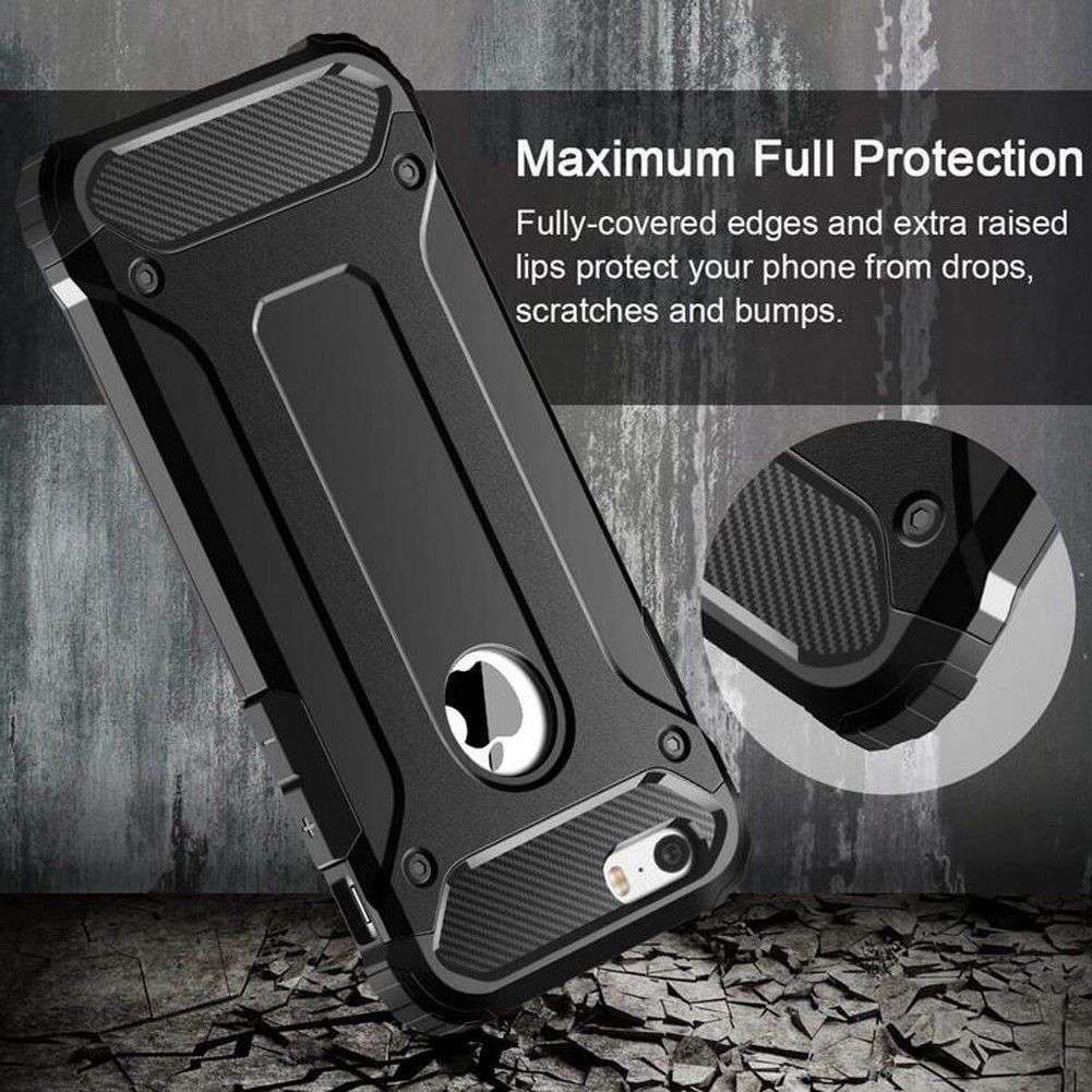 Apple iPhone 5/5S/SE Hoesje Shock Proof Hybride Back Cover Zwart afbeelding 7