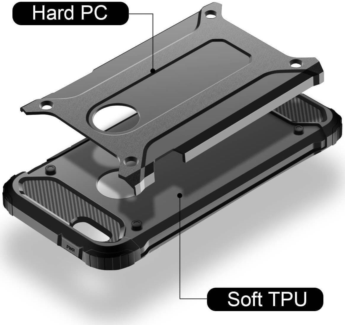 Apple iPhone 5/5S/SE Hoesje Shock Proof Hybride Back Cover Zwart afbeelding 4