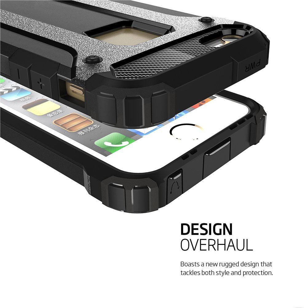 Apple iPhone 5/5S/SE Hoesje Shock Proof Hybride Back Cover Zwart afbeelding 11