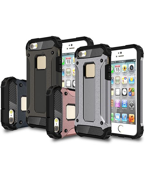 Apple iPhone 5/5S/SE Hoesje Shock Proof Hybride Back Cover Roze Goud afbeelding 7