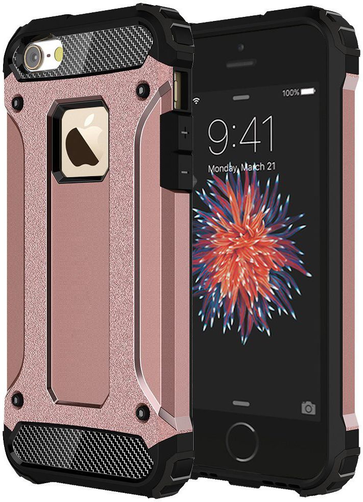 Apple iPhone 5/5S/SE Hoesje Shock Proof Hybride Back Cover Roze Goud afbeelding 8