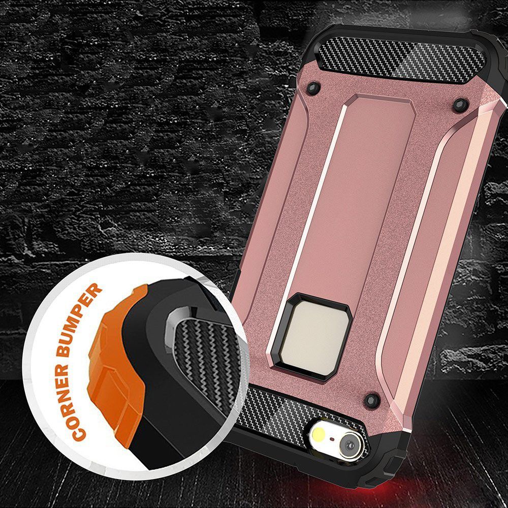 Apple iPhone 5/5S/SE Hoesje Shock Proof Hybride Back Cover Roze Goud afbeelding 2