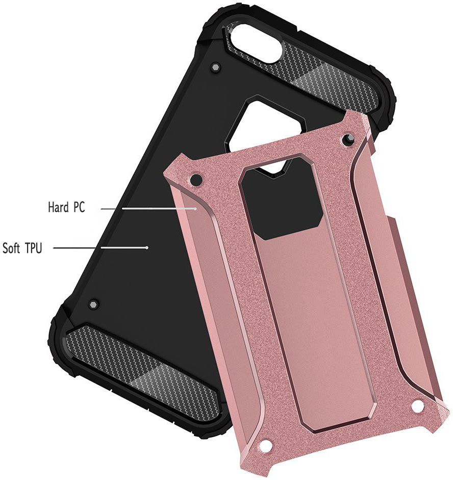 Apple iPhone 5/5S/SE Hoesje Shock Proof Hybride Back Cover Roze Goud afbeelding 4