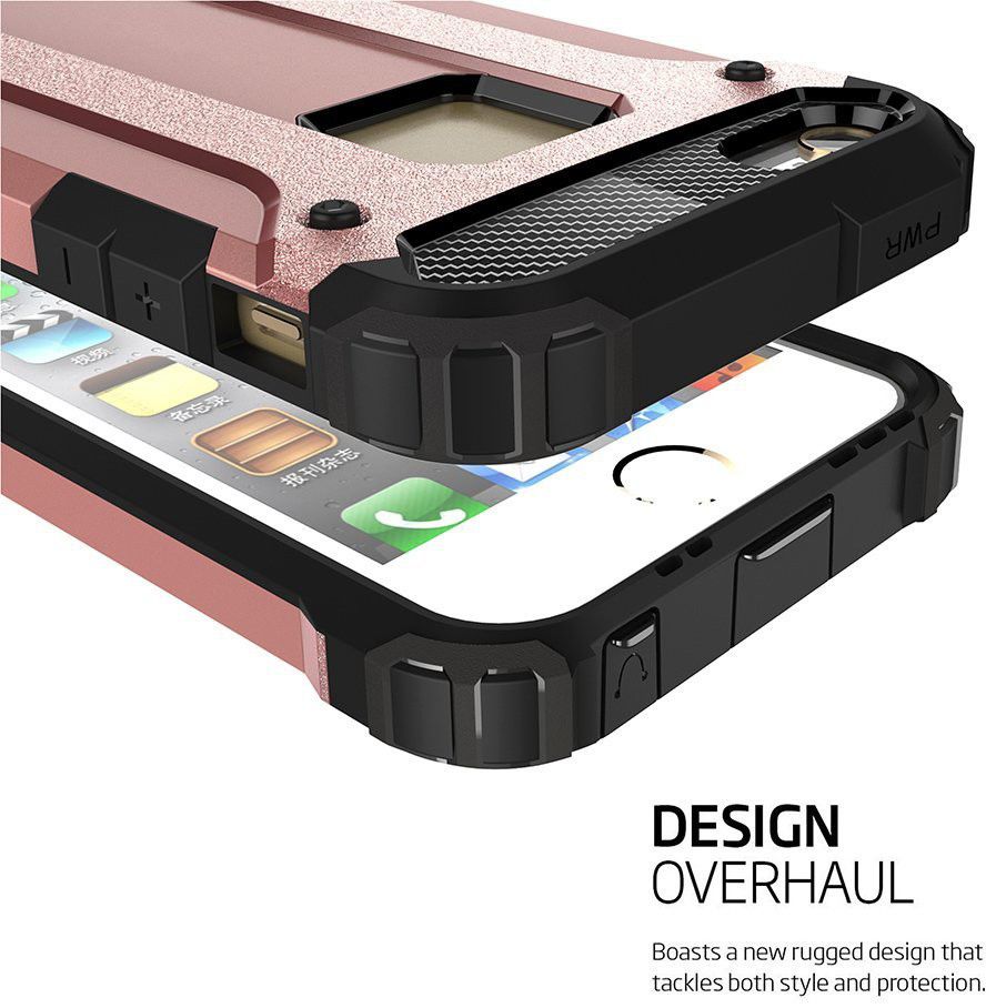 Apple iPhone 5/5S/SE Hoesje Shock Proof Hybride Back Cover Roze Goud afbeelding 5