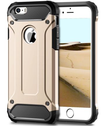Apple iPhone 5/5S/SE Hoesje Shock Proof Hybride Back Cover Goud Hoesjes