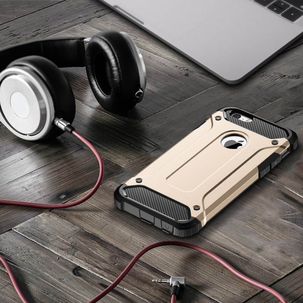 Apple iPhone 5/5S/SE Hoesje Shock Proof Hybride Back Cover Goud afbeelding 5