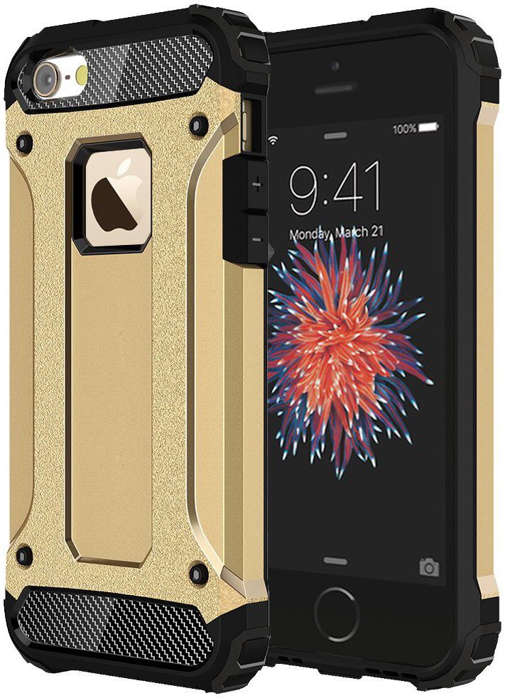Apple iPhone 5/5S/SE Hoesje Shock Proof Hybride Back Cover Goud afbeelding 14