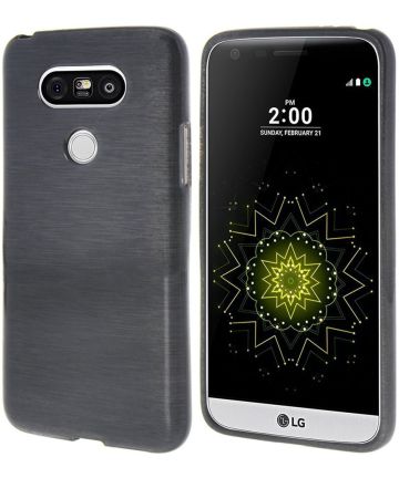 LG G5 (SE) Geborsteld TPU Hoesje Zwart Hoesjes