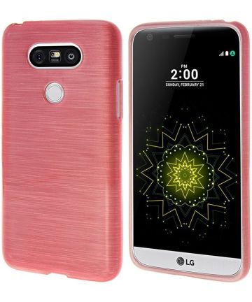 LG G5 (SE) Geborsteld TPU Hoesje Roze Hoesjes