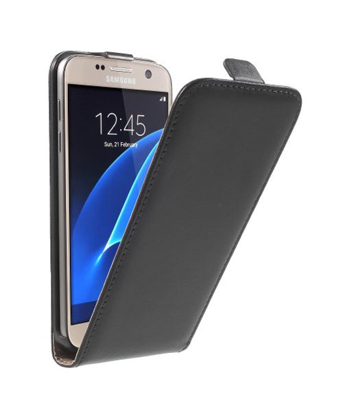 Samsung Galaxy S7 Flip Hoesje Verticaal Zwart afbeelding 1