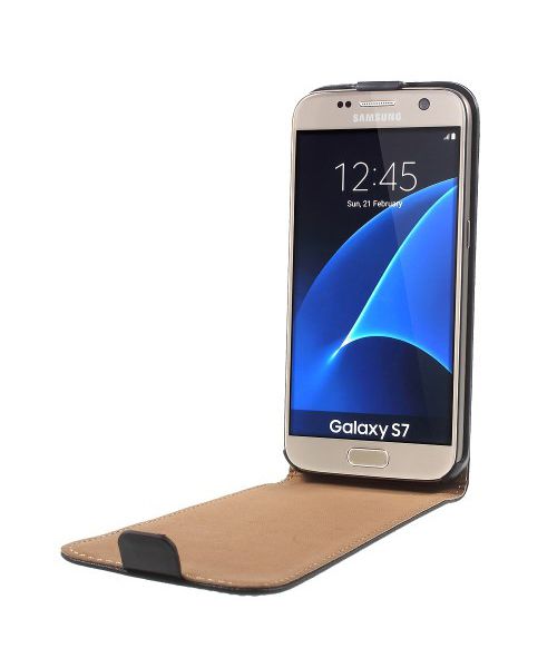 Samsung Galaxy S7 Flip Hoesje Verticaal Zwart afbeelding 2