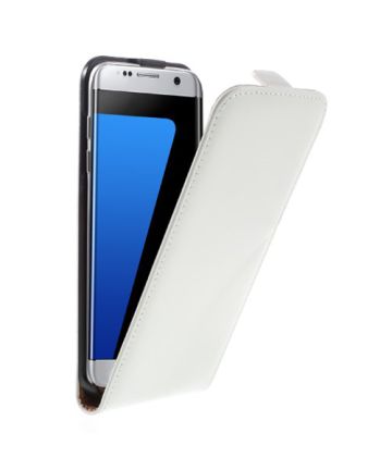 Samsung Galaxy S7 Edge Flip Hoesje Verticaal Wit Hoesjes