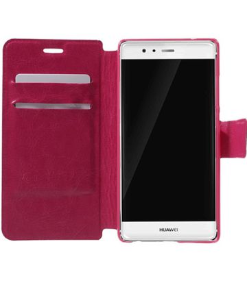 Huawei P9 Hoesje met Kaarthouders Roze Hoesjes