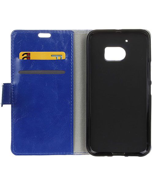 Lederen HTC 10 hoesje met kaarthouder blauw afbeelding 4