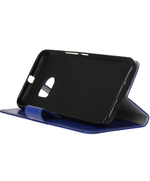 Lederen HTC 10 hoesje met kaarthouder blauw afbeelding 3