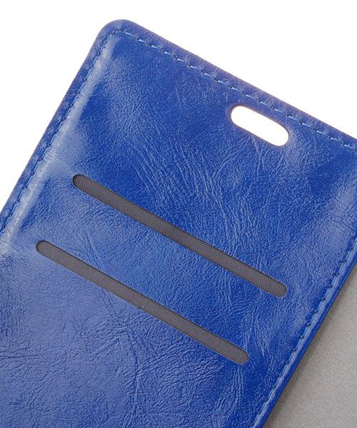 Lederen HTC 10 hoesje met kaarthouder blauw afbeelding 7