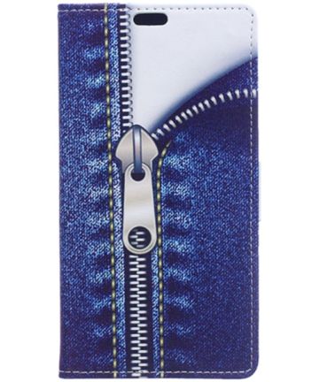 LG K4 Wallet Case Jeans Print Hoesjes