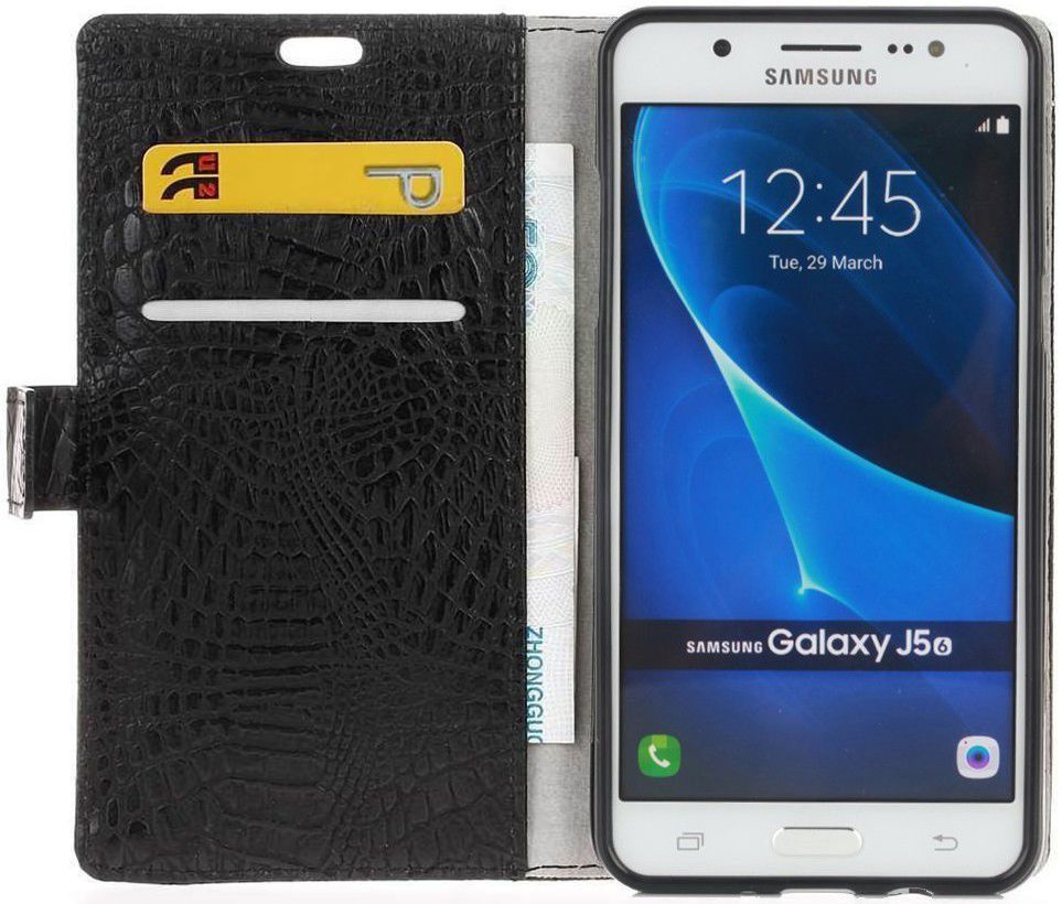 Samsung Galaxy J5 (2016) Krokodil Flipcase Zwart afbeelding 1
