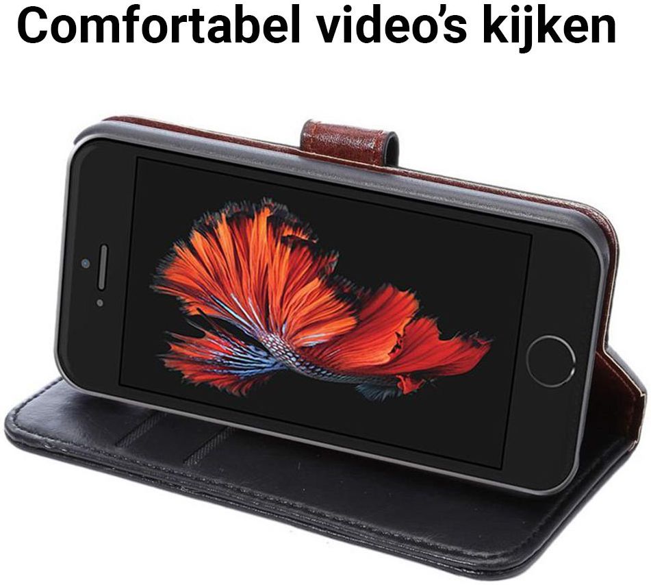 Apple iPhone SE / 5S / 5 Hoesje Portemonnee Zwart afbeelding 4