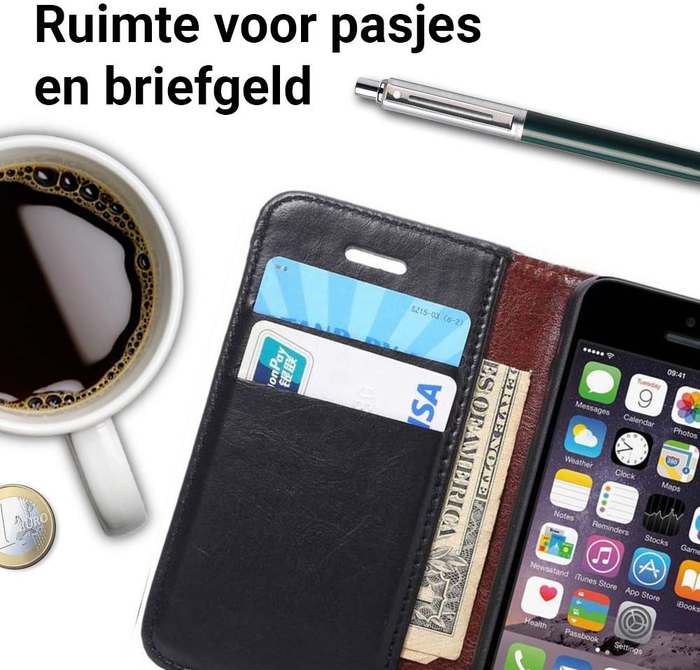 Apple iPhone SE / 5S / 5 Hoesje Portemonnee Zwart afbeelding 2