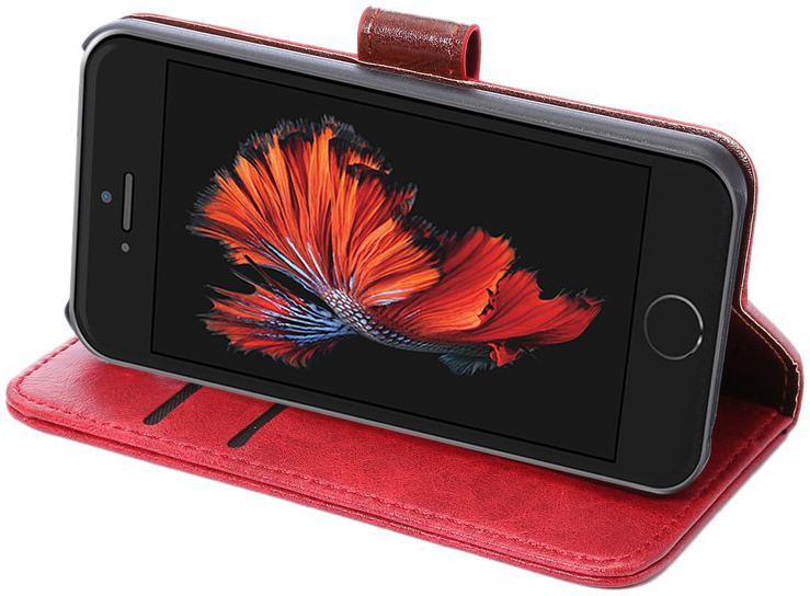 Apple iPhone SE / 5S / 5 Hoesje Portemonnee Rood afbeelding 10