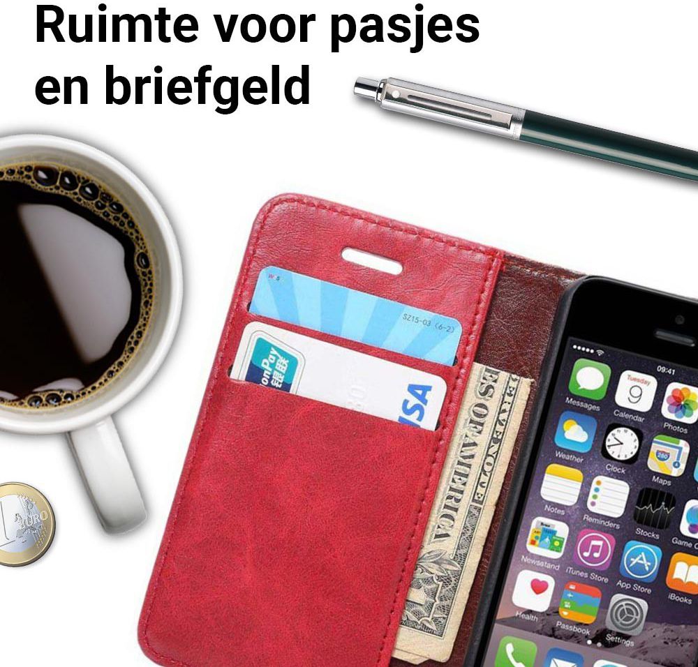 Apple iPhone SE / 5S / 5 Hoesje Portemonnee Rood afbeelding 2