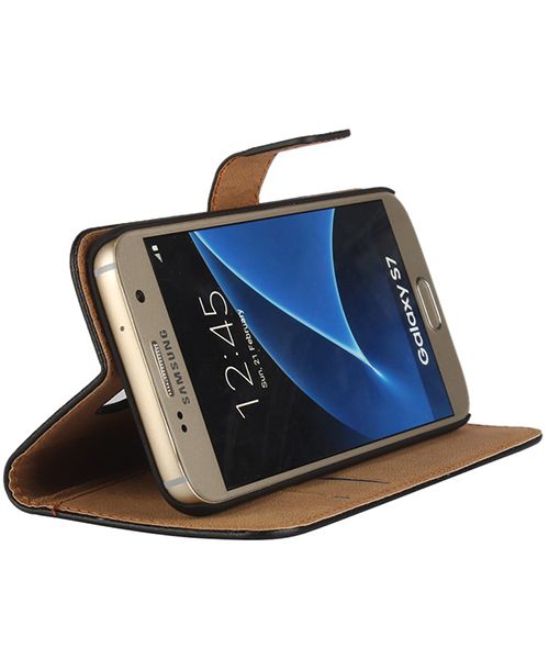 Samsung Galaxy S7 Portemonnee Hoes Zwart afbeelding 3