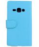 Samsung Galaxy J1 (2016) Lederen Portemonnee Flip Hoesje Blauw