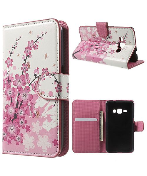 Samsung Galaxy J1 (2016) Flip Hoesje Plum Blossom afbeelding 1