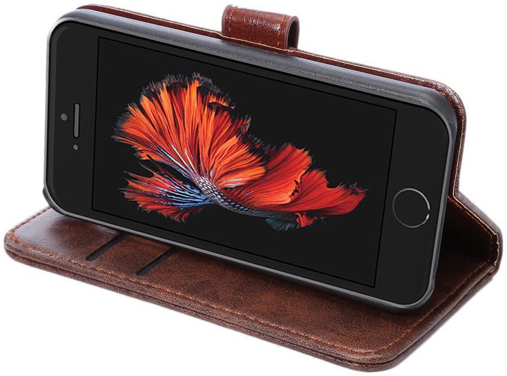 Apple iPhone SE / 5S / 5 Hoesje Portemonnee Brown afbeelding 10