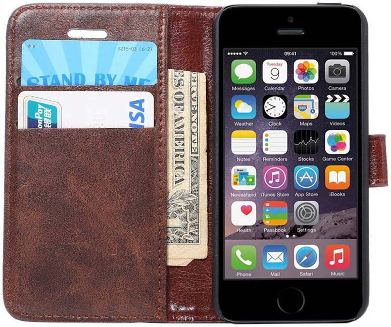 Apple iPhone SE / 5S / 5 Hoesje Portemonnee Brown afbeelding 1