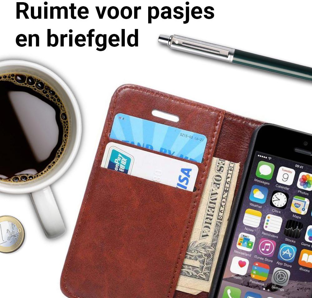 Apple iPhone SE / 5S / 5 Hoesje Portemonnee Bruin afbeelding 2