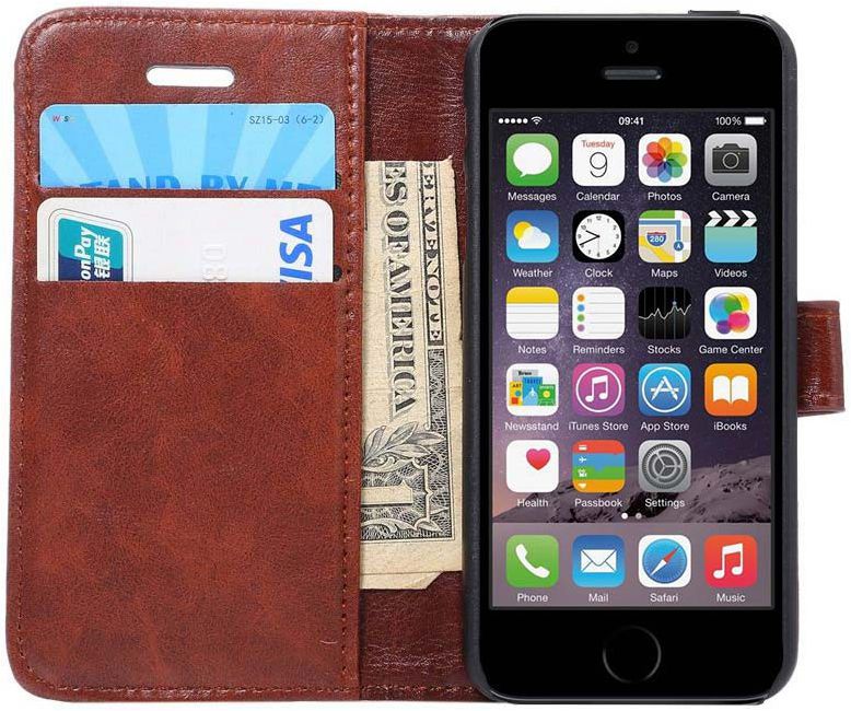 Apple iPhone SE / 5S / 5 Hoesje Portemonnee Bruin afbeelding 1