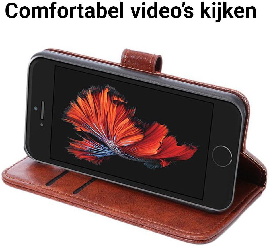Apple iPhone SE / 5S / 5 Hoesje Portemonnee Bruin afbeelding 4