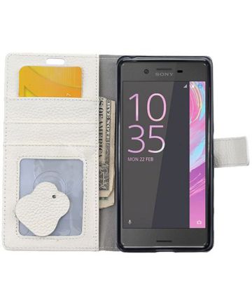 Sony Xperia X Litchi Stand Wallet Case Wit Hoesjes