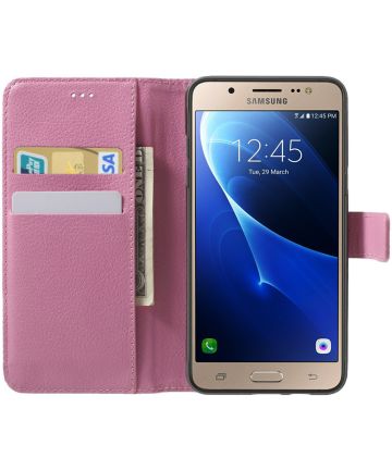 Samsung Galaxy J7 (2016) Flip Hoesje Licht Roze Hoesjes
