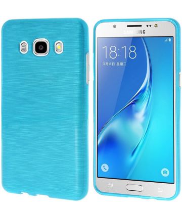 Samsung Galaxy J7 (2016) Geborsteld TPU Hoesje Blauw Hoesjes