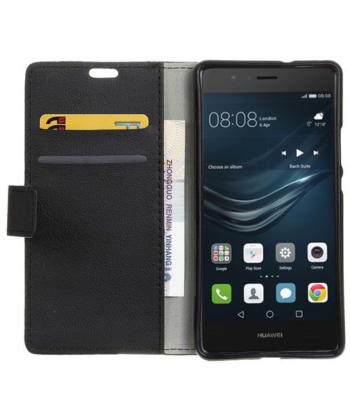 Huawei P9 Lite Wallet Cover Zwart afbeelding 1