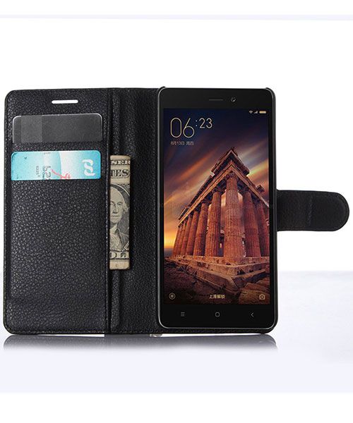 Xiaomi Redmi 3 Portemonnee Flip Hoesje Zwart afbeelding 1