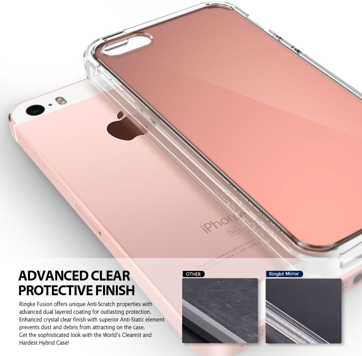 Ringke Fusion Mirror Apple iPhone SE spiegel hoesje Rose Gold afbeelding 3