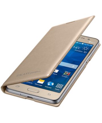 Samsung Galaxy Grand Prime Flip Wallet Case Goud Hoesjes