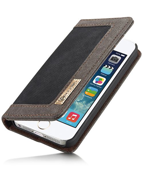 Apple iPhone SE/5/5S Caseme Canvas Skin Portemonnee Hoesje Zwart afbeelding 3