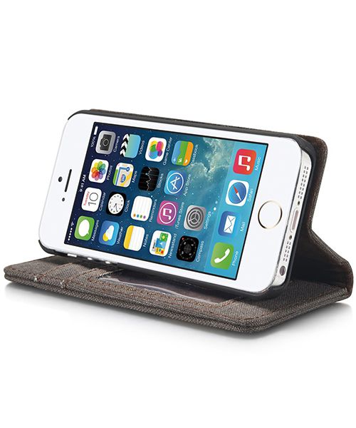 Apple iPhone SE/5/5S Caseme Canvas Skin Portemonnee Hoesje Zwart afbeelding 7