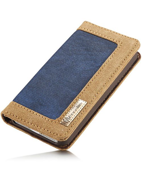 Apple iPhone SE/5/5S Caseme Canvas Skin Portemonnee Hoesje Blauw afbeelding 4