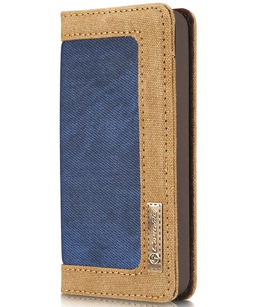 Apple iPhone SE/5/5S Caseme Canvas Skin Portemonnee Hoesje Blauw afbeelding 9