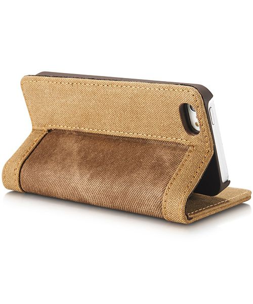 Apple iPhone SE/5/5S Caseme Canvas Skin Portemonnee Hoesje Bruin afbeelding 4