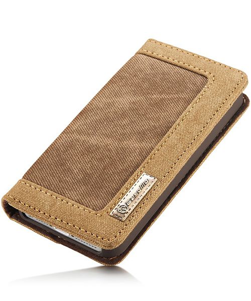 Apple iPhone SE/5/5S Caseme Canvas Skin Portemonnee Hoesje Bruin afbeelding 6
