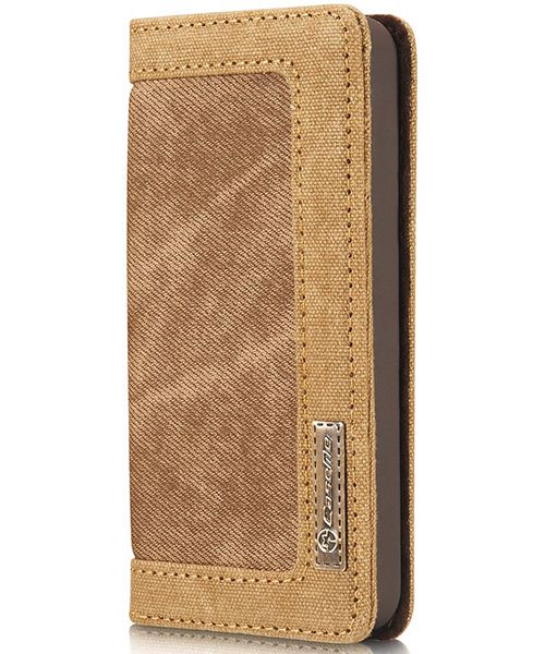 Apple iPhone SE/5/5S Caseme Canvas Skin Portemonnee Hoesje Bruin afbeelding 7